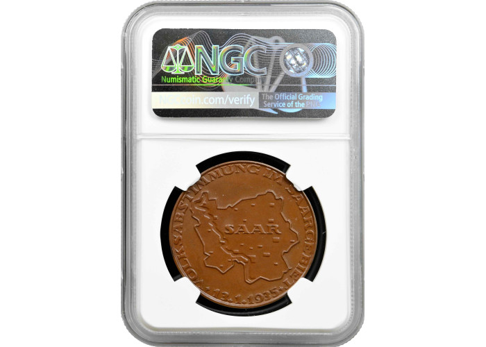 Germany - Third Reich bronze medal 1935, NGC MS65 BN, "Saar Referendum"TopPop1/0