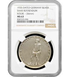 Germany - Third Reich silver medal 1935, NGC MS63, "Saarland Reunification"
