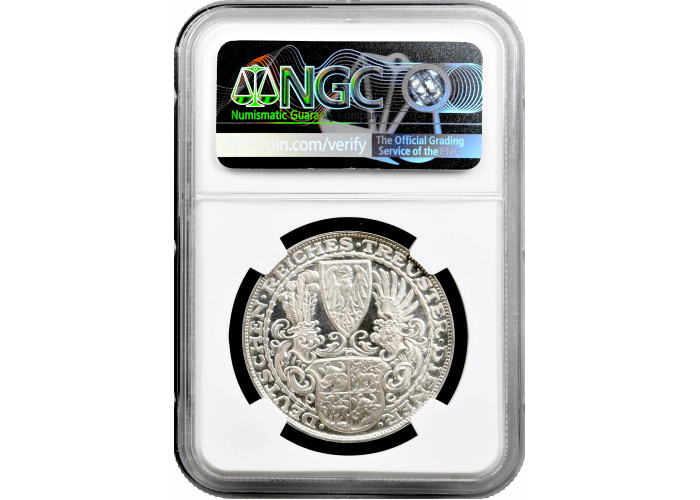 Weimarer Republik Karl-Goetz-Medaille 1927 D, NGC MS64, "80 Jahre Hindenburg“