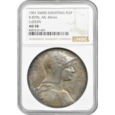 Switzerland silver medal 1901, NGC AU58, "Lucerne Shooting Festival"