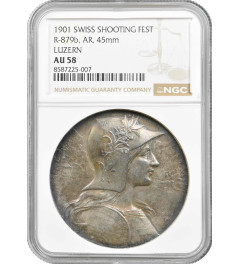 Switzerland silver medal 1901, NGC AU58, "Lucerne Shooting Festival"