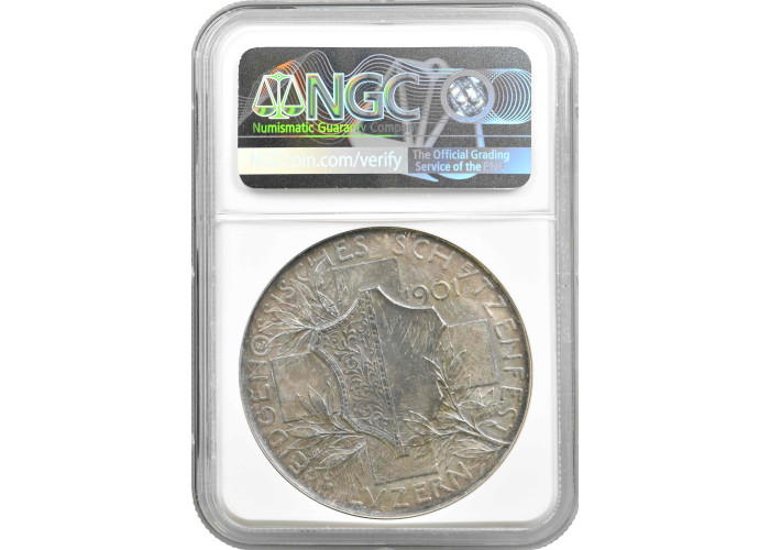 Switzerland silver medal 1901, NGC AU58, "Lucerne Shooting Festival"