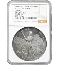Switzerland silver medal 1887, NGC UNC Det., "Geneva Shooting Festival"