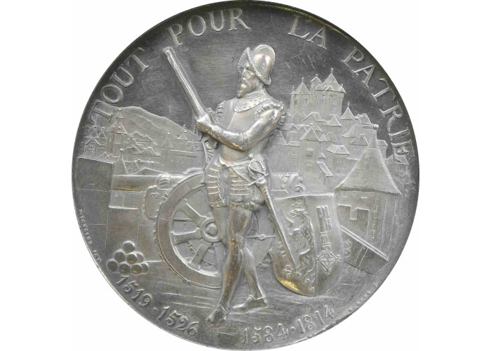 Switzerland silver medal 1887, NGC UNC Det., "Geneva Shooting Festival"