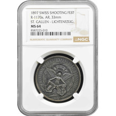 Switzerland silver medal 1897, NGC MS64, "Shooting Festival in Lichtensteig"