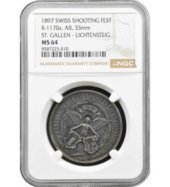Switzerland silver medal 1897, NGC MS64, "Shooting Festival in Lichtensteig"