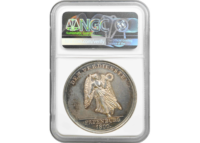 Germany silver medal 1860, NGC MS62, "Papenburg Insurance Co." Top Pop