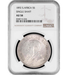 South Africa (Transvaal) 5 shillings 1892, NGC AU58, "Paul Kruger (1880 - 1900)"