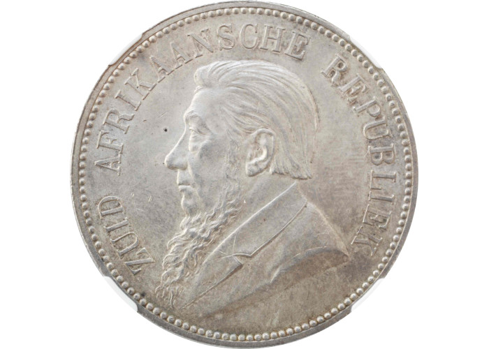 South Africa (Transvaal) 5 shillings 1892, NGC AU58, "Paul Kruger (1880 - 1900)"