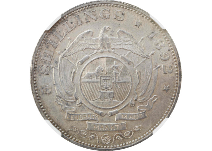 South Africa (Transvaal) 5 shillings 1892, NGC AU58, "Paul Kruger (1880 - 1900)"