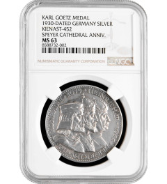 Weimar Republic Karl Goetz Medal 1930, NGC MS63, "Speyer Cathedral Anniversary"