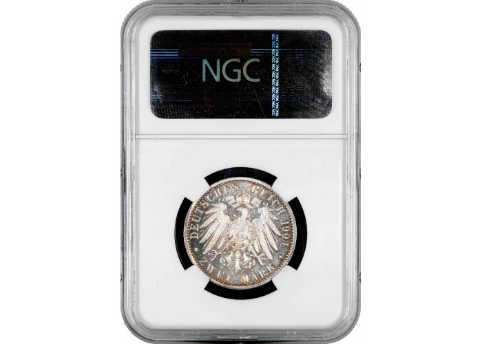 Hesse-Darmstadt 2 mark 1904, NGC PF64, "400th Anniversary - Birth of Philip I"
