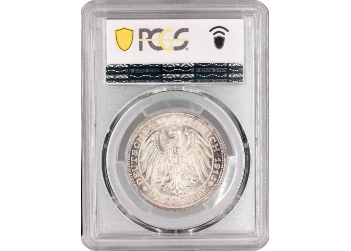 Mecklenburg-Schwerin 3 mark 1915 A, PCGS MS65, "Duchy of Mecklenburg-Schwerin"