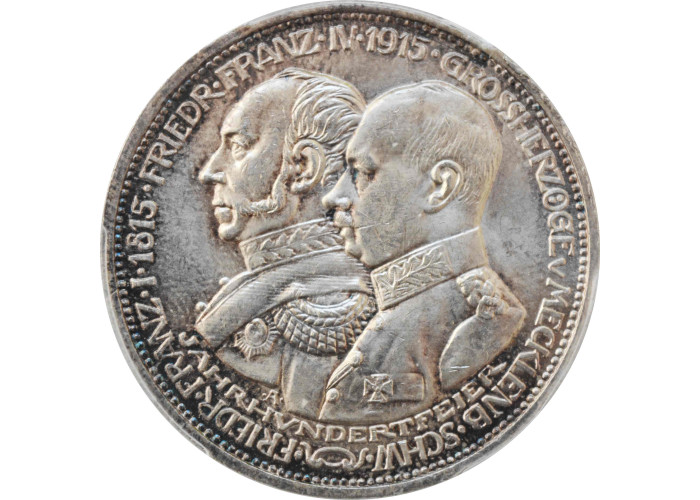 Mecklenburg-Schwerin 3 mark 1915 A, PCGS MS65, "Duchy of Mecklenburg-Schwerin"