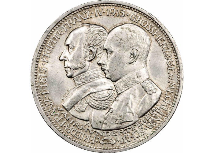 Mecklenburg-Schwerin 3 mark 1915 A, PCGS MS64, "Duchy of Mecklenburg-Schwerin"
