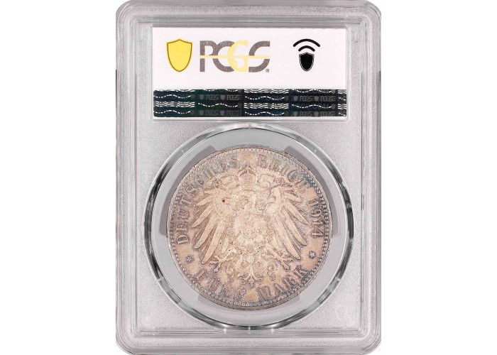 Prussia 5 mark 1914 A, PCGS MS62, "King Wilhelm II (1888 - 1918)" silver coin