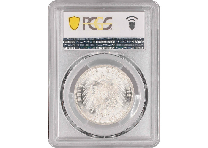 Wurttemberg 3 mark 1912 F, PCGS MS66, "King William II (1891 - 1918)"