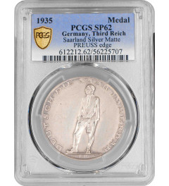 Germany - Third Reich silver medal 1935, PCGS SP62, "Saarland Reunification"
