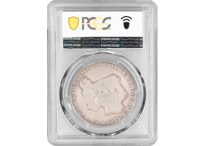 Germany - Third Reich silver medal 1935, PCGS SP62, "Saarland Reunification"