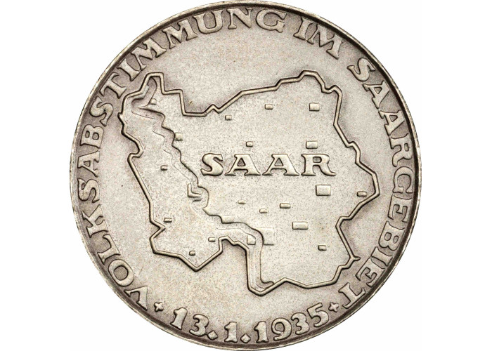 Germany - Third Reich silver medal 1935, PCGS SP62, "Saarland Reunification"