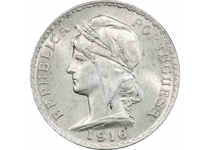 Portugal 1 escudo 1916, PCGS MS62, "Portuguese Republic (1911 - 1969)"
