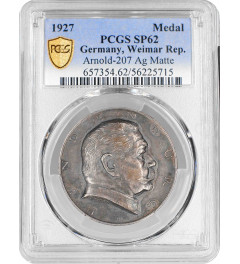 Weimar Republic silver medal 1927, PCGS SP62, "80th Ann. of Paul von Hindenburg"