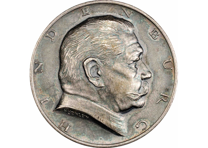 Weimar Republic silver medal 1927, PCGS SP62, "80th Ann. of Paul von Hindenburg"