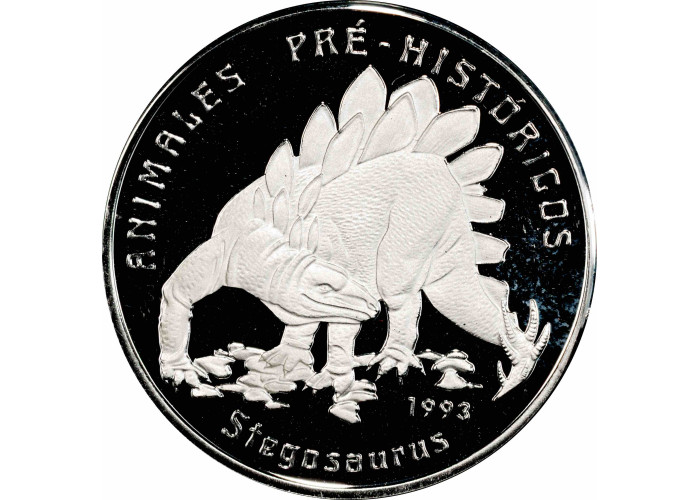 Guinea-Bissau 10.000 pesos 1993, PCGS PR67 DCAM, "Pre-History Stegosaurus"