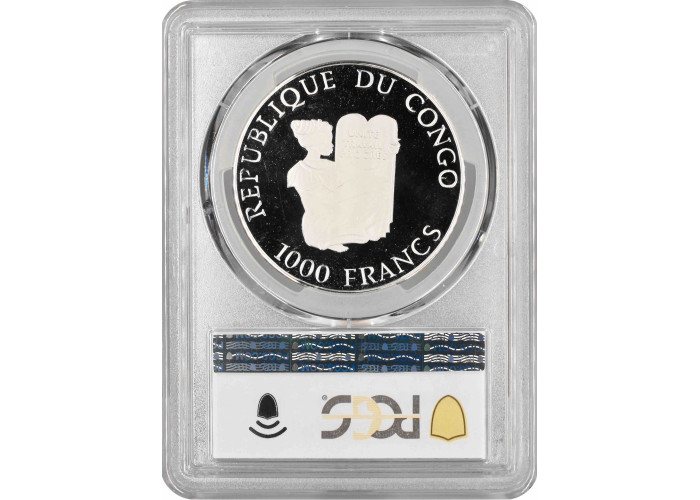 Республика Конго 1000 франков 1993 г., PCGS PR69 DCAM, "Брахиозавр" Top Pop 2/0