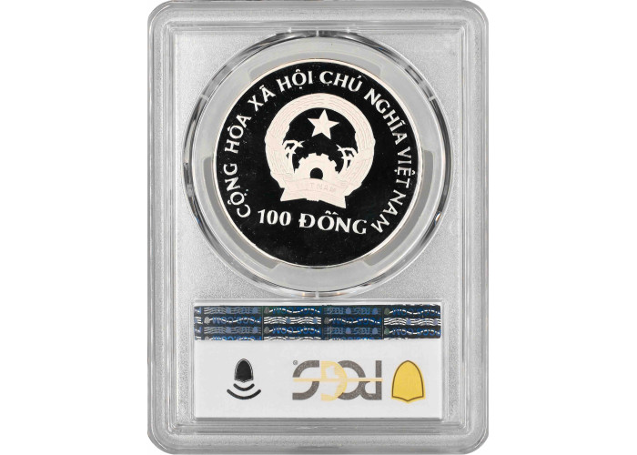 Вьетнам 100 донгов 1993 г., PCGS PR69 DCA, "Доисторические животные - Рамфоринхи" Top Pop