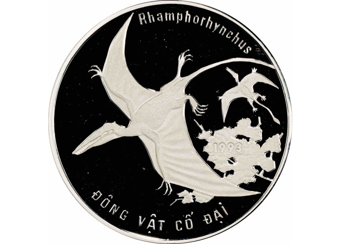 Вьетнам 100 донгов 1993 г., PCGS PR69 DCA, "Доисторические животные - Рамфоринхи" Top Pop