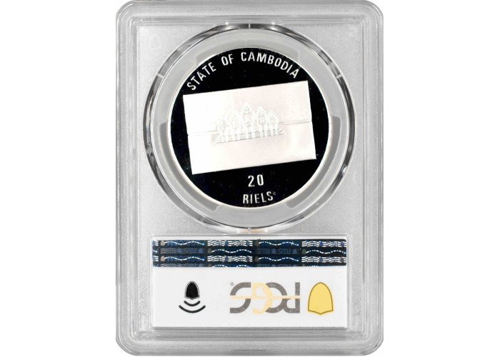 Камбоджа 20 риелей 1995 г., PCGS PR69 DCA, "Доисторические животные - Моноклониус" Top Pop 1/0