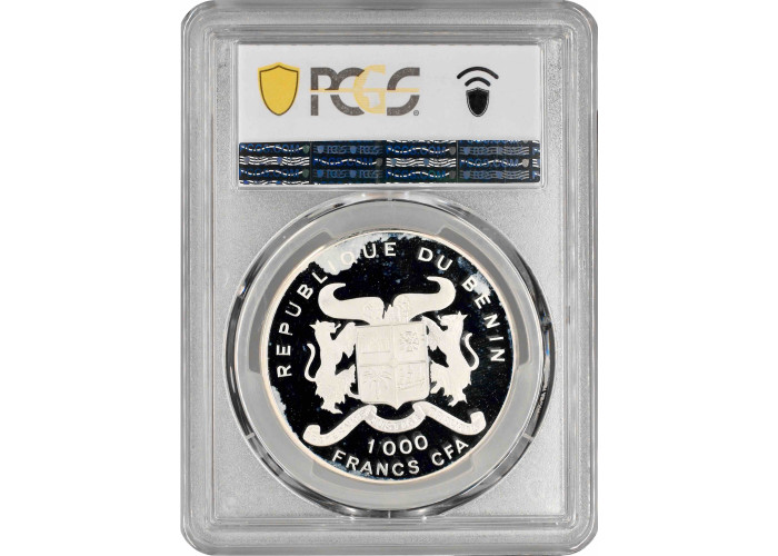 Benin 1000 francs 1994, PCGS PR66 DCAM, "Pre-History - Tyrannosaurus Rex"