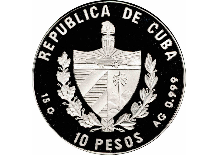 Cuba 10 pesos 1997, PCGS PR70 DCAM, "Olympic Games, Sydney 2000 - Baseball" Top Pop 1/0