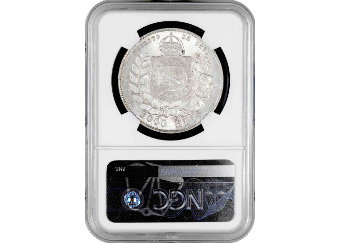 Brasilien 2000 Reis 1889, NGC MS63, "Kaiser Peter II (1831 - 1889)"