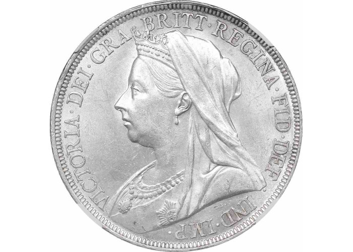 Великобритания 1 крона 1896 г. LX, NGC MS62, "Королева Виктория (1838 - 1901)"