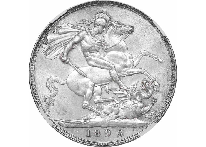 Великобритания 1 крона 1896 г. LX, NGC MS62, "Королева Виктория (1838 - 1901)"