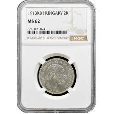 Ungarn 2 Kronen 1913 KB, NGC MS62, "Kaiser Franz Joseph I (1848 - 1916)"