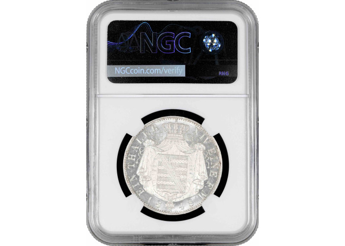 Саксония 1 талер 1848 г. F, NGC MS62, "Король Фридрих Август II (1836 - 1854)"
