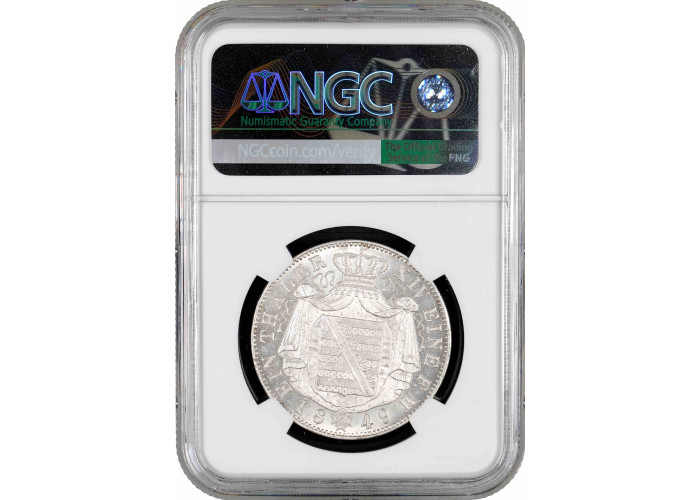 Sachsen 1 Taler 1848 F, NGC MS61, "Friedrich August II (1836 - 1854)" Top Pop