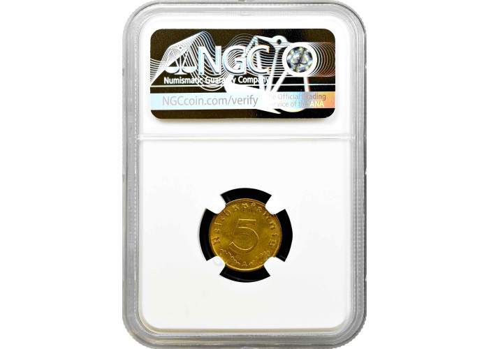 Germany - Third Reich 5 reichspfennig 1936 A, NGC MS64, "Nazi (1933 - 1945)"