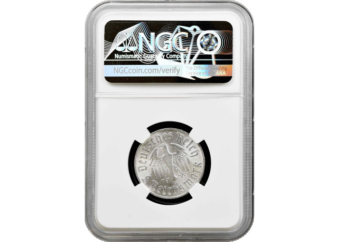 Germany - Third Reich 2 reichsmark 1933 D, NGC MS63, "450th An. - Martin Luther"