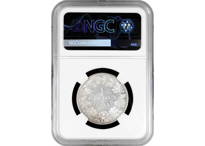 Wurttemberg 1 gulden 1841, NGC MS64, "King William I (1816 - 1864)" Top Pop 1/0