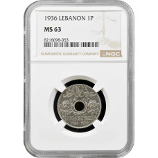 Lebanon 1 piastre 1936, NGC MS63, "French protectorate (1924 - 1941)"