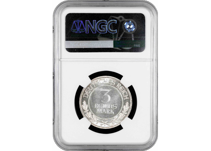 Weimar Republic 3 reichsmark 1926 A, NGC MS65, "700 Years of Freedom for Lübeck"