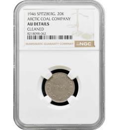 Spitzbergen 20 kopeks 1946, NGC AU Details, "Arctic Coal Company (1946 - 2017)"