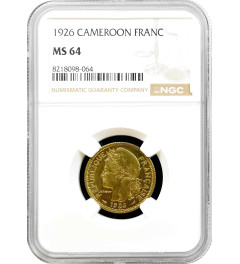 Cameroon 1 franc 1926, NGC MS64, "UN Trust Territories (1924 - 1948)"Top Pop 1/0