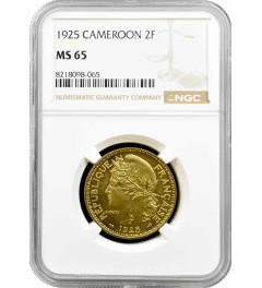 Cameroon 2 francs 1925, NGC MS65, "UN Trust Territories (1924 - 1948)"