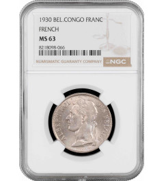 Belgian Congo 1 franc 1930 French, NGC MS63, "Belgian colony (1909 - 1949)"