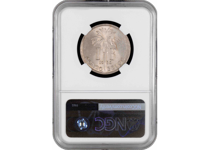 Belgian Congo 1 franc 1930 French, NGC MS63, "Belgian colony (1909 - 1949)"
